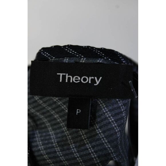 Theory Womens Navy Blue Silk Striped V-Neck Sleeveless Blouse Top Size P - Picture 4 of 6